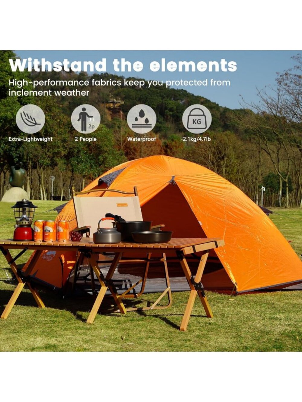 Lightweight 2-Person Waterproof Camping Tent | Portable Dome for Hiking - Picture 2 of 7
